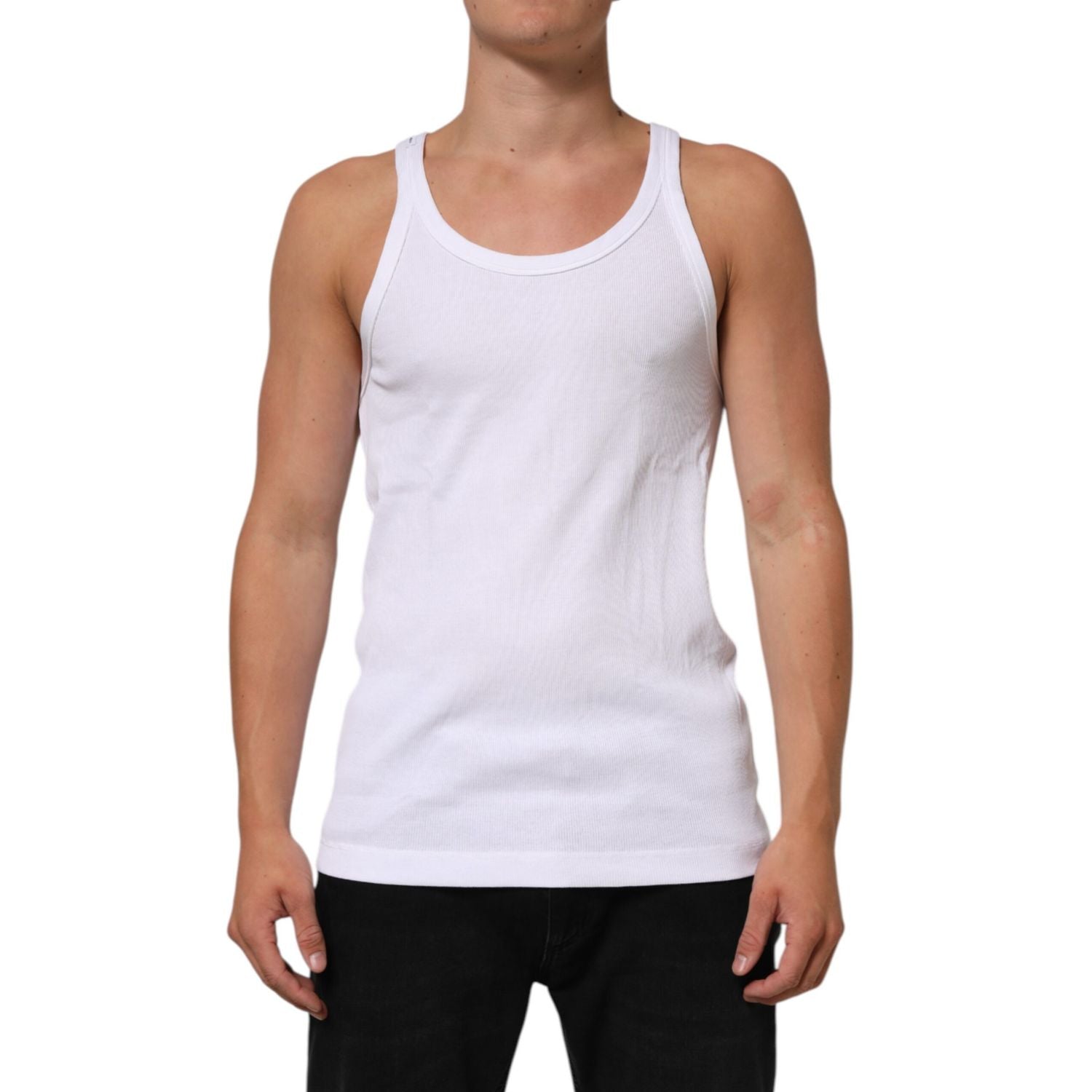 Dolce & Gabbana White Sleeveless Round Neck Tank T-shirt