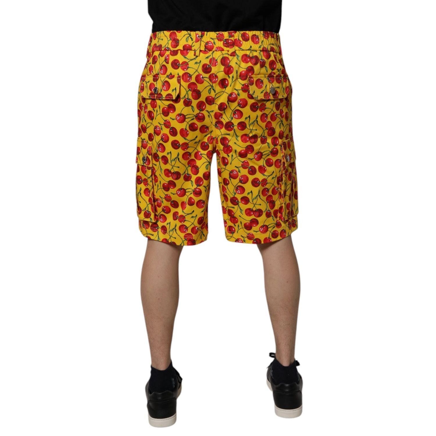 Dolce & Gabbana Yellow Cherry Print Cotton Men Bermuda Shorts