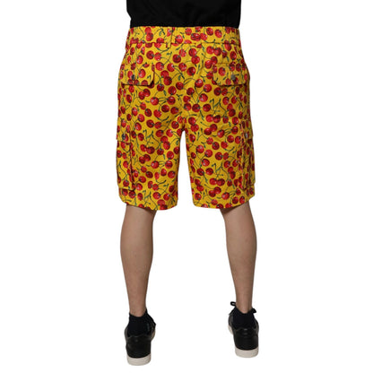 Dolce & Gabbana Yellow Cherry Print Cotton Men Bermuda Shorts