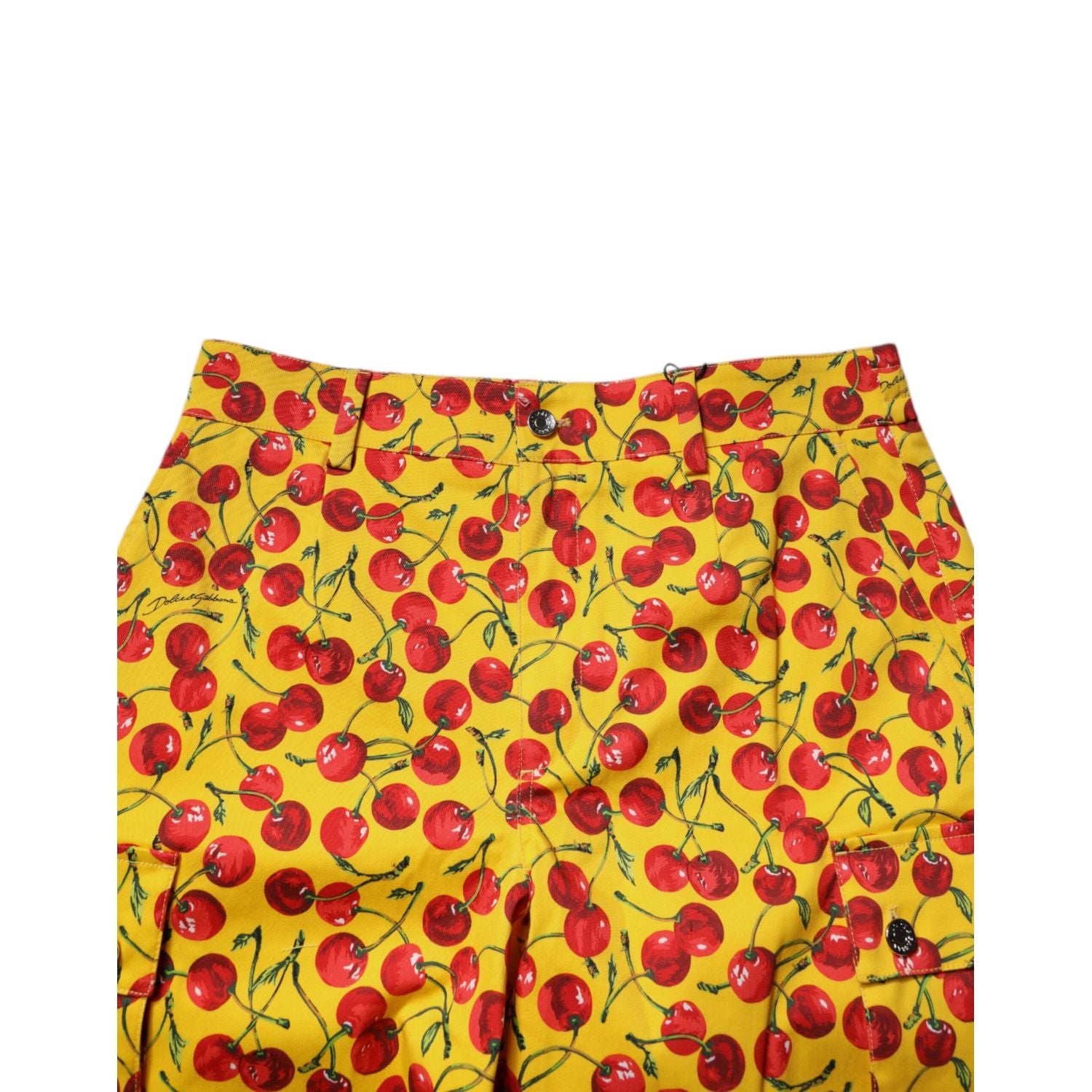 Dolce & Gabbana Yellow Cherry Print Cotton Men Bermuda Shorts