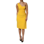 Dolce & Gabbana Yellow One Shoulder Side Slit Sheath Dress
