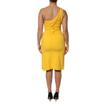 Dolce & Gabbana Yellow One Shoulder Side Slit Sheath Dress