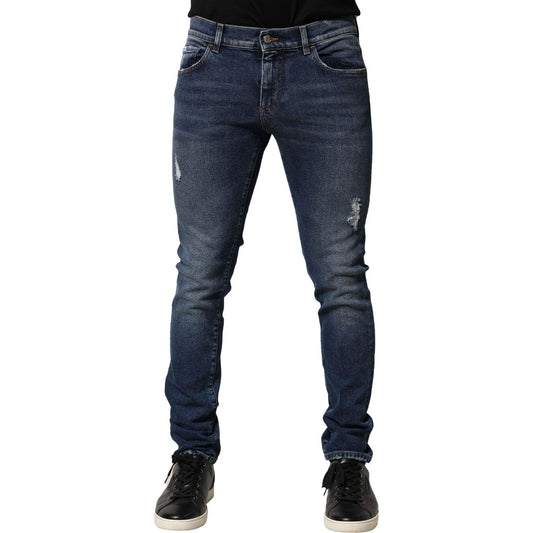 Dolce & GabbanaDolce & Gabbana Blue Washed Skinny Cotton Denim Jeans1728,67345645728,Blue,Dolce & Gabbana,IT48 | M,Jeans & Pants - Men - Clothing,Material: 100% Cotton,Men,New with tags