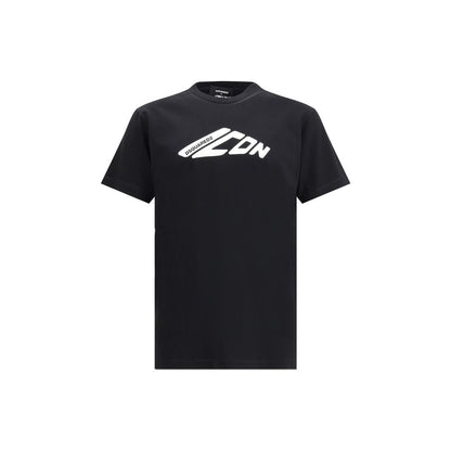 Dsquared² Black Cotton Sportswear T-shirt with logo print, ribbed crew neck, front monogram, perfect for urban casual look.