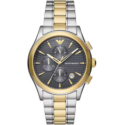 EMPORIO ARMANI Mod. AR11527 water-resistant gold and silver gent's watch with mineral dial, 5 ATM, SS IP gold case