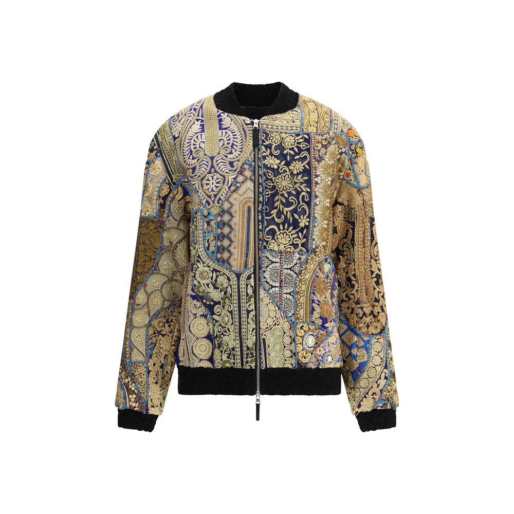 Ella Multicolor Cotton Clothing - Rajiv Jacket with multicoloured embroidery, patchwork design, zip fastening, and elasticated fit.