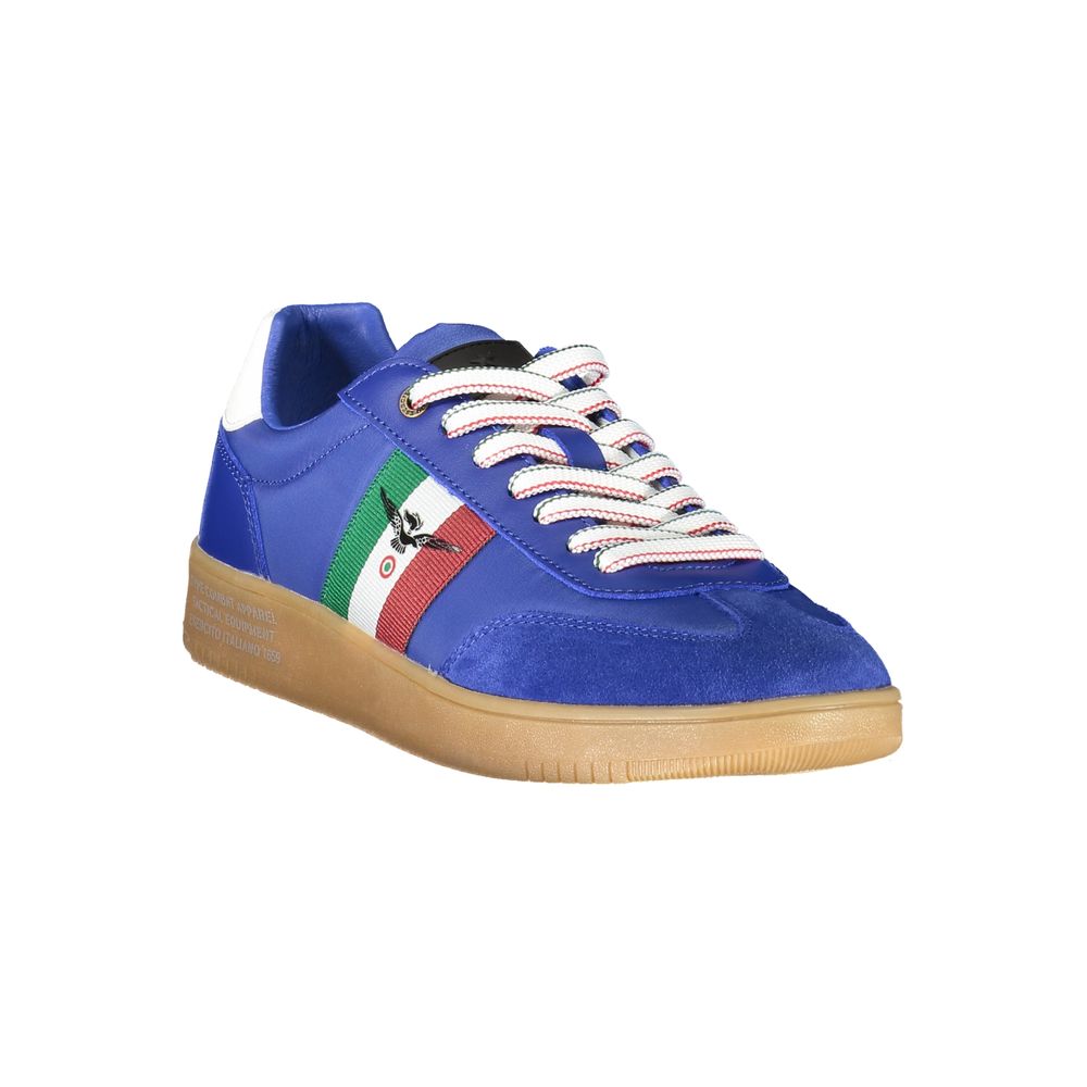 Esercito 1659 Blue Leather Men Sneaker with stylish bluette aviation hue, contrasting details, and iconic logo.
