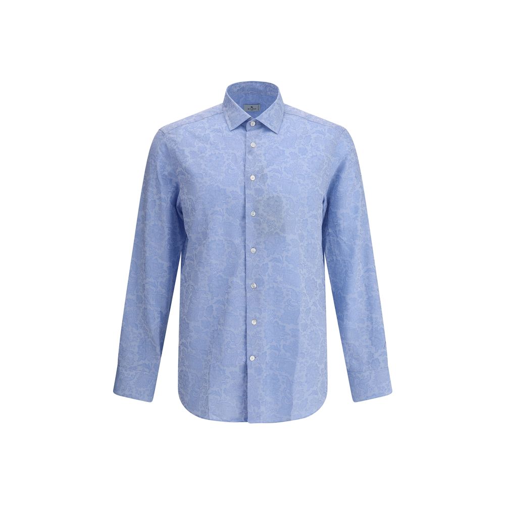Etro Light Blue Cotton Pattern Shirt