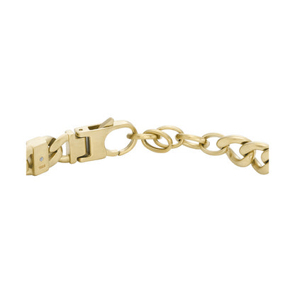 Close-up of FOSSIL JEWELS JEWELRY Mod. JF04465710 gold chain clasp, showcasing detailed design and craftsmanship.