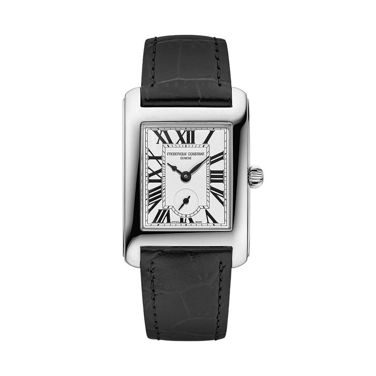 FREDERIQUE CONSTANT MOD. FC-235S2C6 watch with black leather strap and rectangular face.