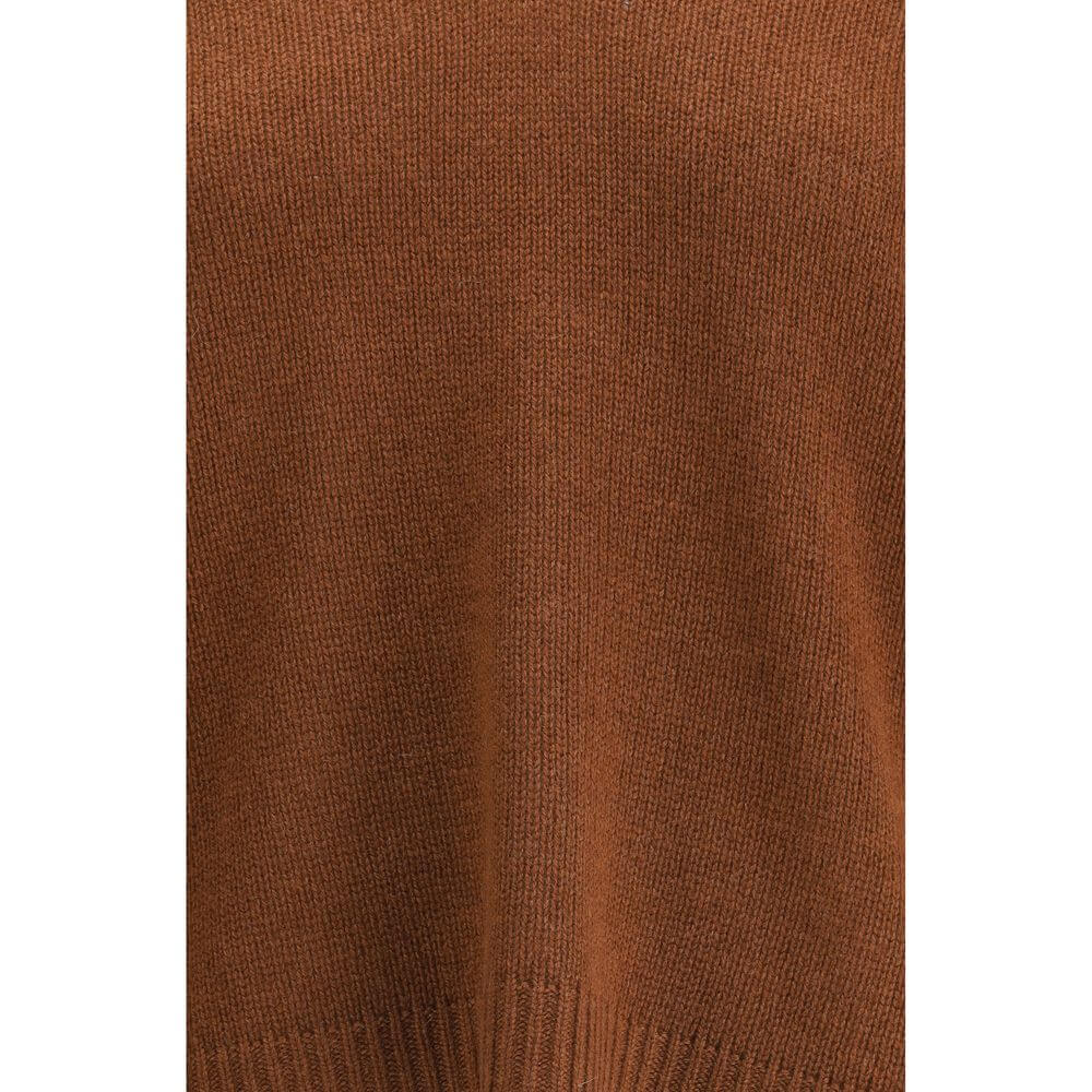 Close-up of Fabiana Filippi Brown Cashmere Cashmere Sweater showing ribbed detail, sophisticated design, perfect for AW25 season.