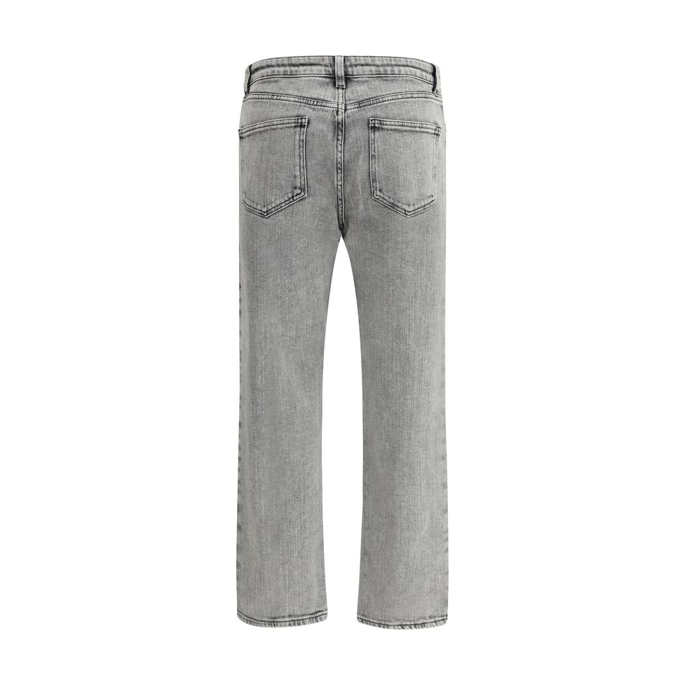 Back view of Fabiana Filippi Gray Cotton Straight-Leg Jeans showing five-pocket style and vintage washed effect.