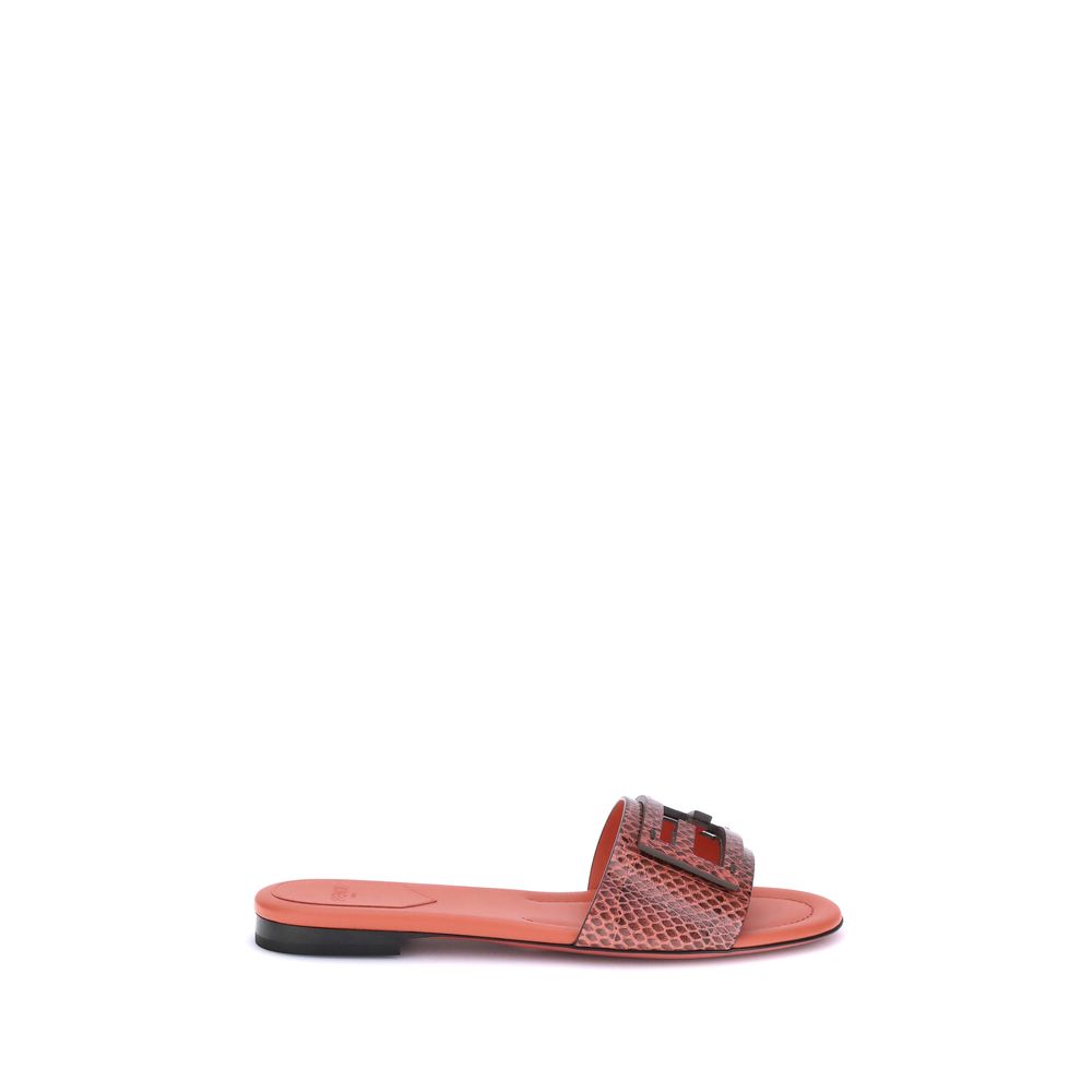 Fendi Python print Sandals with FF logo and rounded toe, made in Italy from 100% calf leather, autumn-winter collection.