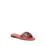 Fendi Python print Sandals with FF logo and rounded toe, exotic calf leather design, autumn-winter collection, made in Italy.