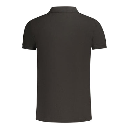 Rear view of Fila Black Cotton Men Polo Shirt with sleek design and classic fit, showcasing breathable 100% cotton fabric.