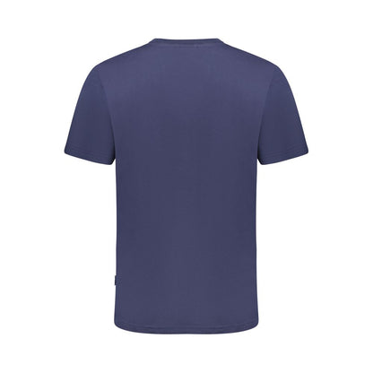 Back view of Fila Blue Cotton Men T-Shirt, showcasing solid color and short sleeve design, perfect for casual wear.