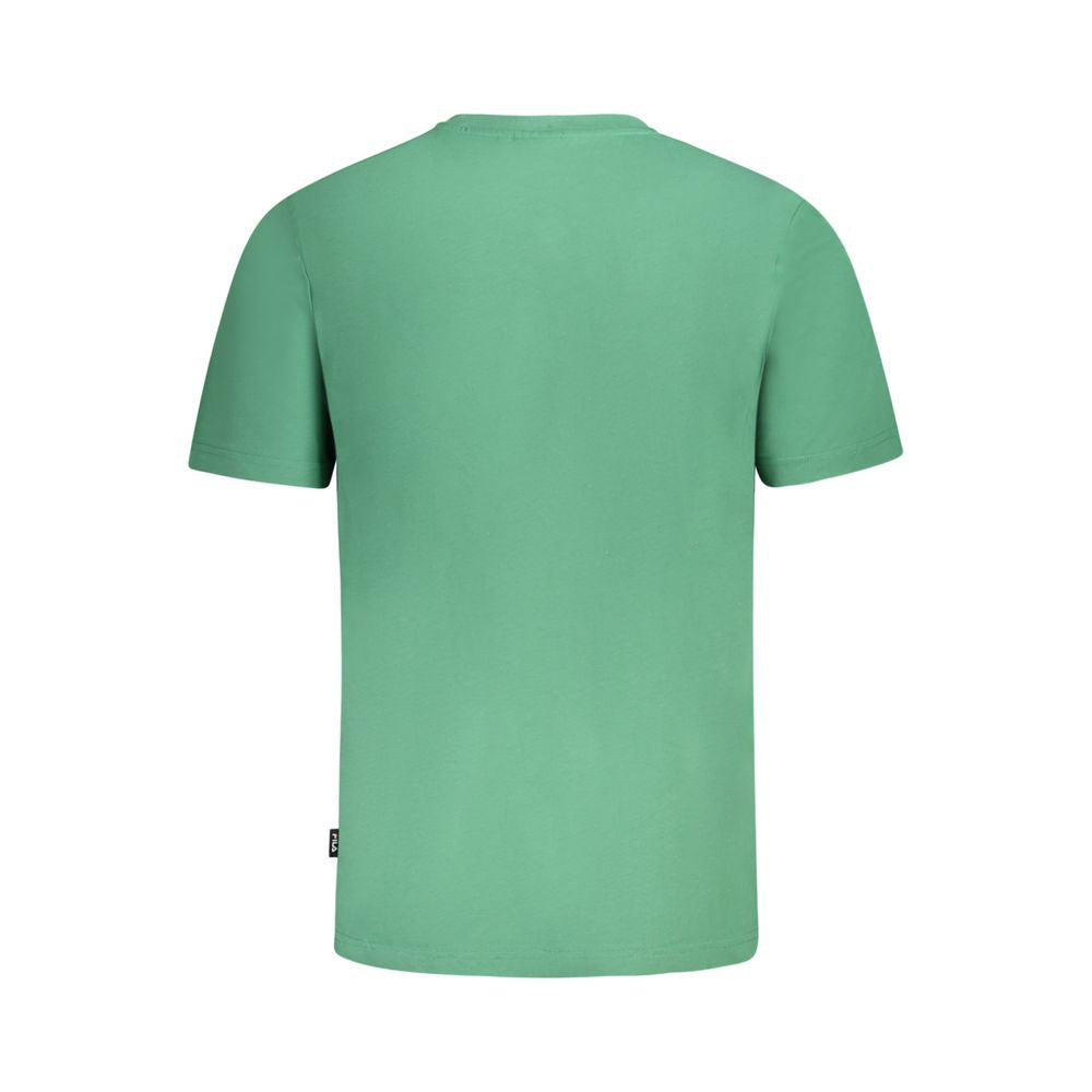Fila Green Cotton Men T-Shirt, back view showcasing the trendy design and comfort of this 100% cotton tee, perfect for any casual occasion.