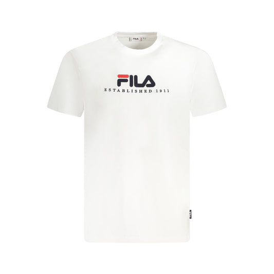 Fila White Cotton Unisex T-Shirt with logo and classic crew neck