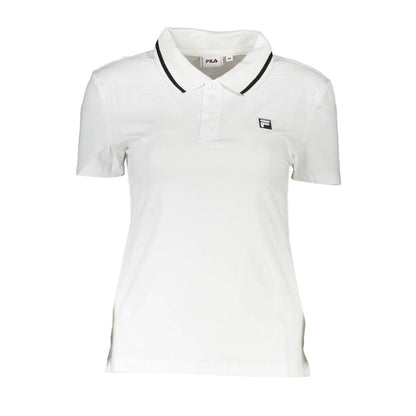 Fila White Cotton Womens Polo Shirt with iconic Fila logo and contrasting details, perfect for sporty chic style.