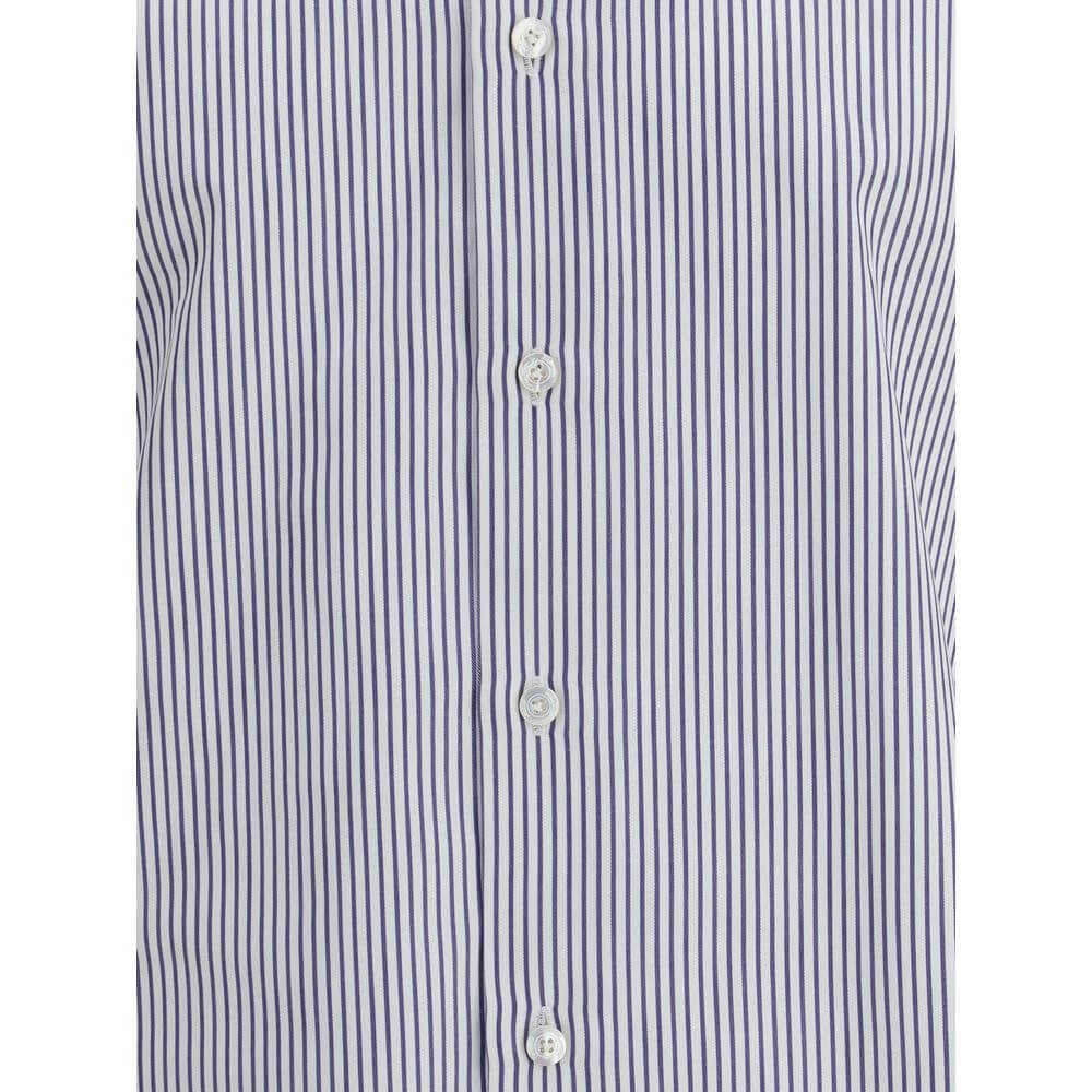 Finamore Blue Cotton Pattern Shirt
