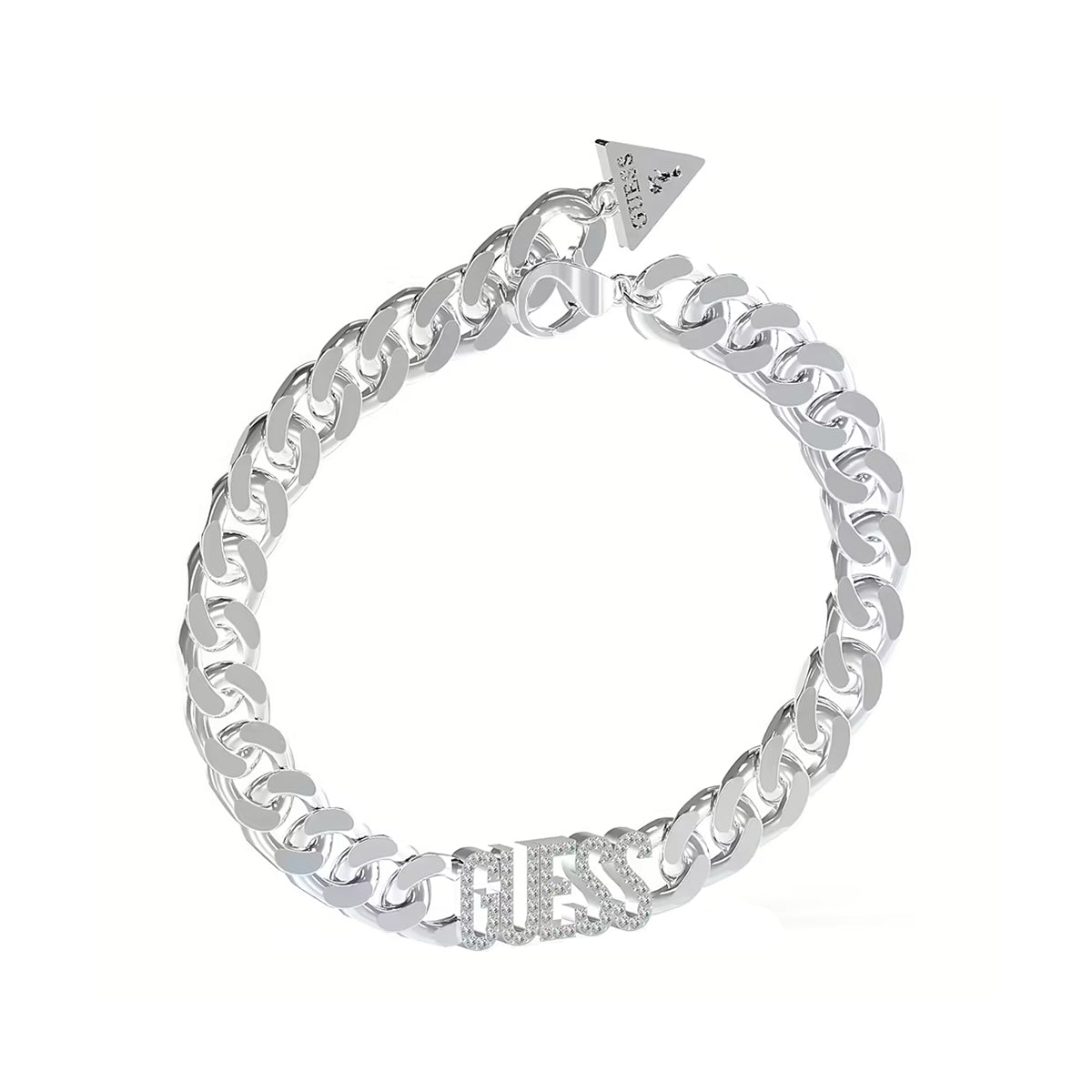 GUESS JEWELS JEWELRY Mod. JUBB04222JWRHL silver bracelet on white background
