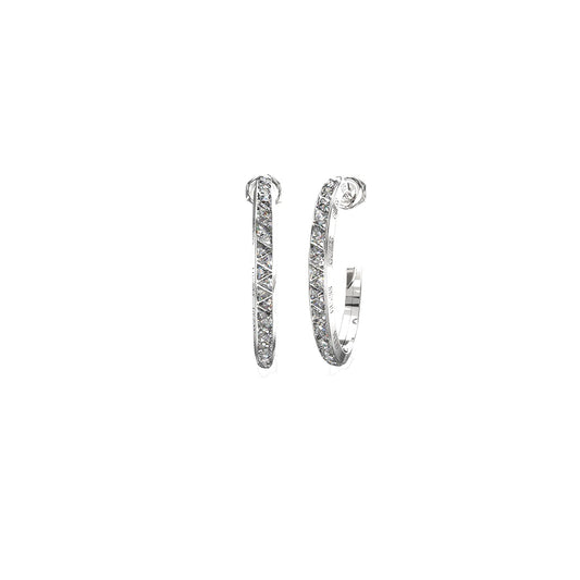 GUESS JEWELS JEWELRY Mod. JUBE04564JWRHT-U elegant hoop earrings with sparkling stones.