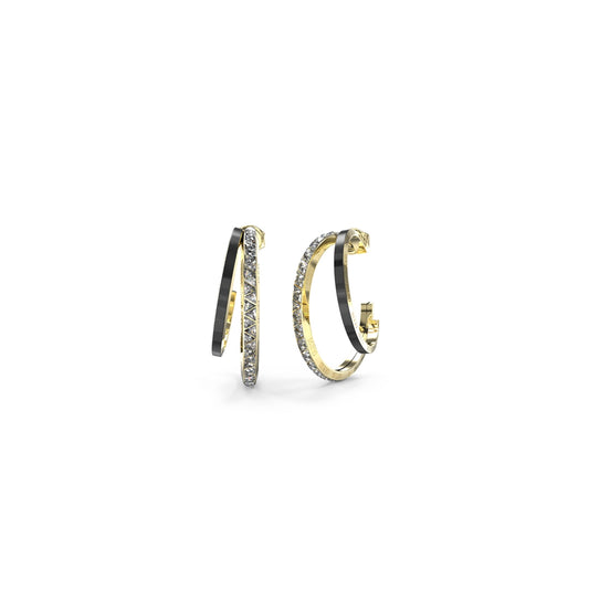 Gold hoop earrings from GUESS JEWELS JEWELRY Mod. JUBE04569JWYGBKT-U with sparkling diamonds, stylish design for modern fashion.