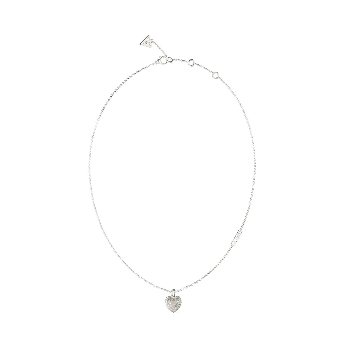 GUESS JEWELS JEWELRY Mod. JUBN04030JWRHT-U heart pendant necklace on a silver chain.