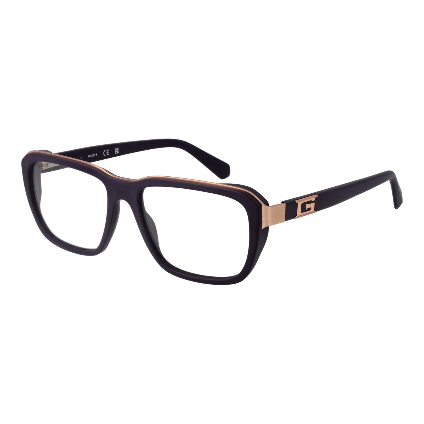 GUESS MOD. GU50137 55082 gents eyewear with black frame and gold accent temples