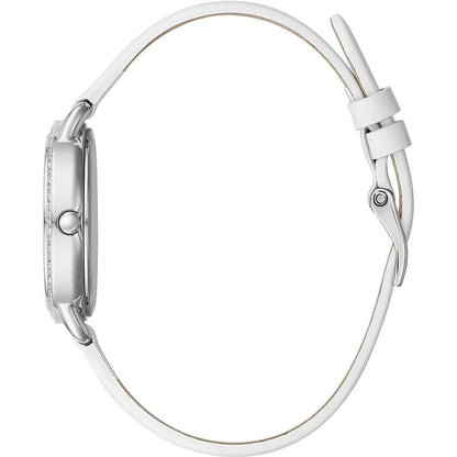 Side view of GUESS Mod. GW0099L1 silver 925° quartz analog water-resistant watch with mineral dial and 30 mm case.