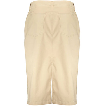 Gant Beige Cotton Women Skirt with pockets and button-up design for modern fashionista.