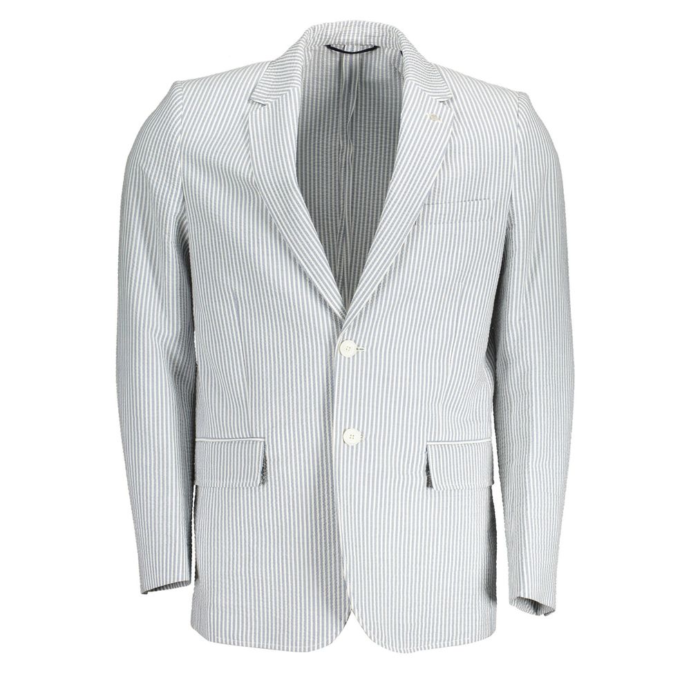 Gant White Cotton Men Jacket with 2-button closure, showcasing classic design and sophisticated silhouette.