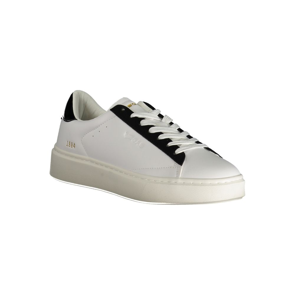 Gas White Polyester Women Sneaker with black accents and logo print