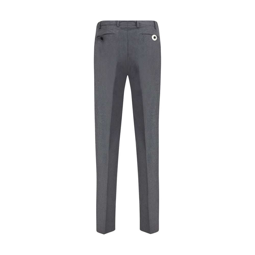 Germano Gray Fleece Wool Dress Pants back view showcasing slim fit, belt loops, and welt pockets, ideal for formal occasions.