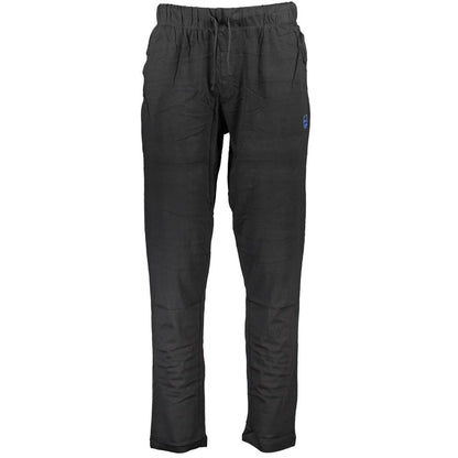 Gianmarco Venturi Black Cotton Pant with elastic waist, laces, light cotton, 2 pockets, contrasting details, embroidery, logo.