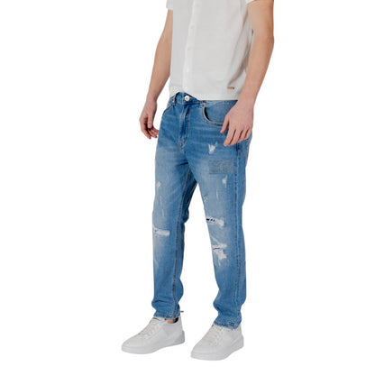 Gianni Lupo Blue Cotton Relaxed Fit Jeans