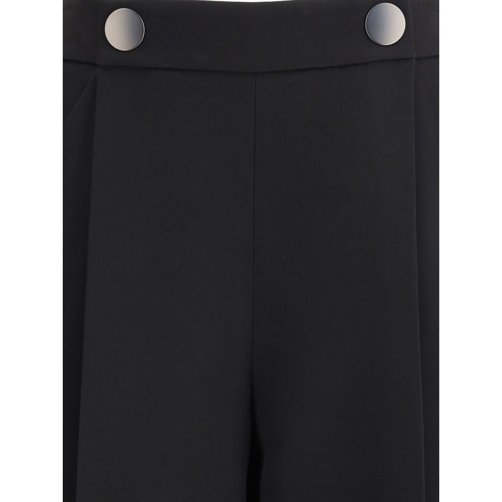Giorgio Armani Black Silk Casual Pants with buttons and side zipper for a sophisticated look, AW25 season.