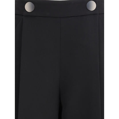 Giorgio Armani Black Silk Casual Pants with buttons and side zipper for a sophisticated look, AW25 season.