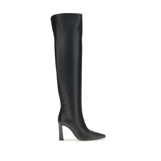 Giuseppe Zanotti Black Leather Over The Knee boots, featuring soft leather, almond toe, squared heel, AW25 collection, contemporary style.
