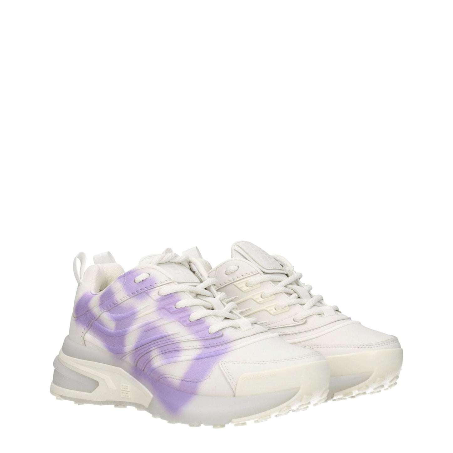 Givenchy Beige Leather Low Top Sneakers with lilac details, round toe, lace-up closure, and rubber sole. MPN BE001ME1CA107, casual style.