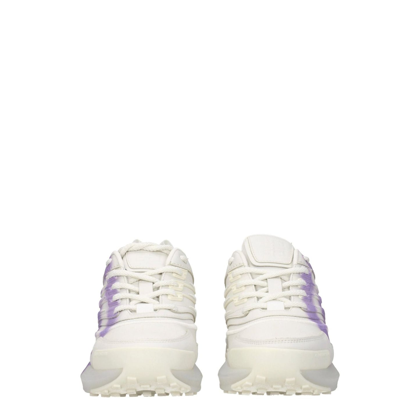 Givenchy Beige Leather Low Top Sneakers with lilac detail, lace-up closure, and rubber sole, featuring logos on the side and back.