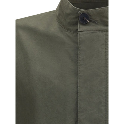 Close-up of Givenchy Bicolor Cotton Clothing showing button detail of the cotton parka jacket with a modern, functional design.