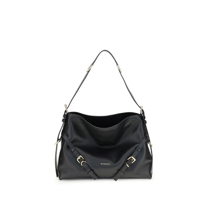 Givenchy Black Calf Leather Bos Taurus Shoulder Bag with adjustable strap and gold-tone details.