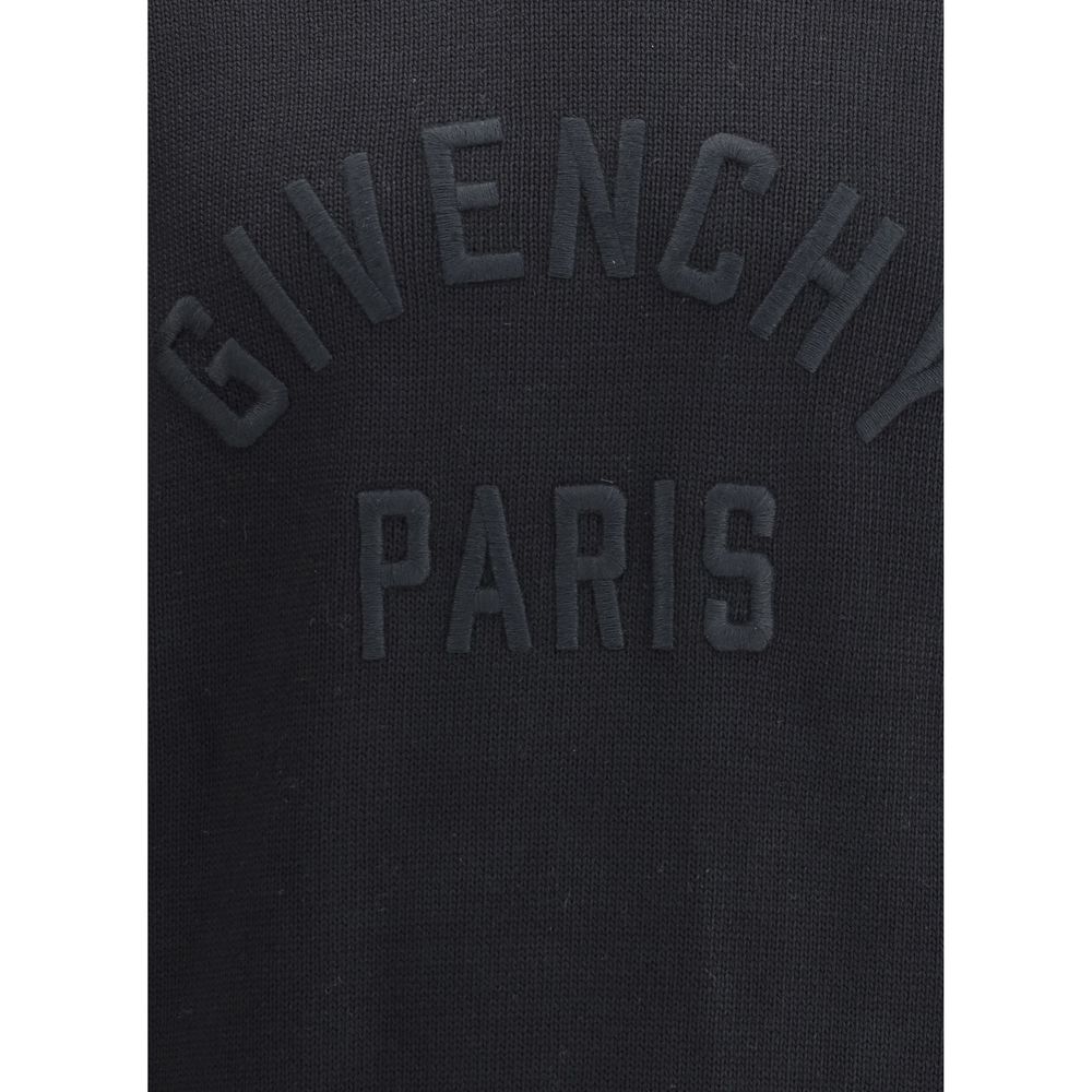 Givenchy Black Cotton Sweatshirt with embossed logo detail, ribbed crew neck, cuffs, and hem for AW25 season.