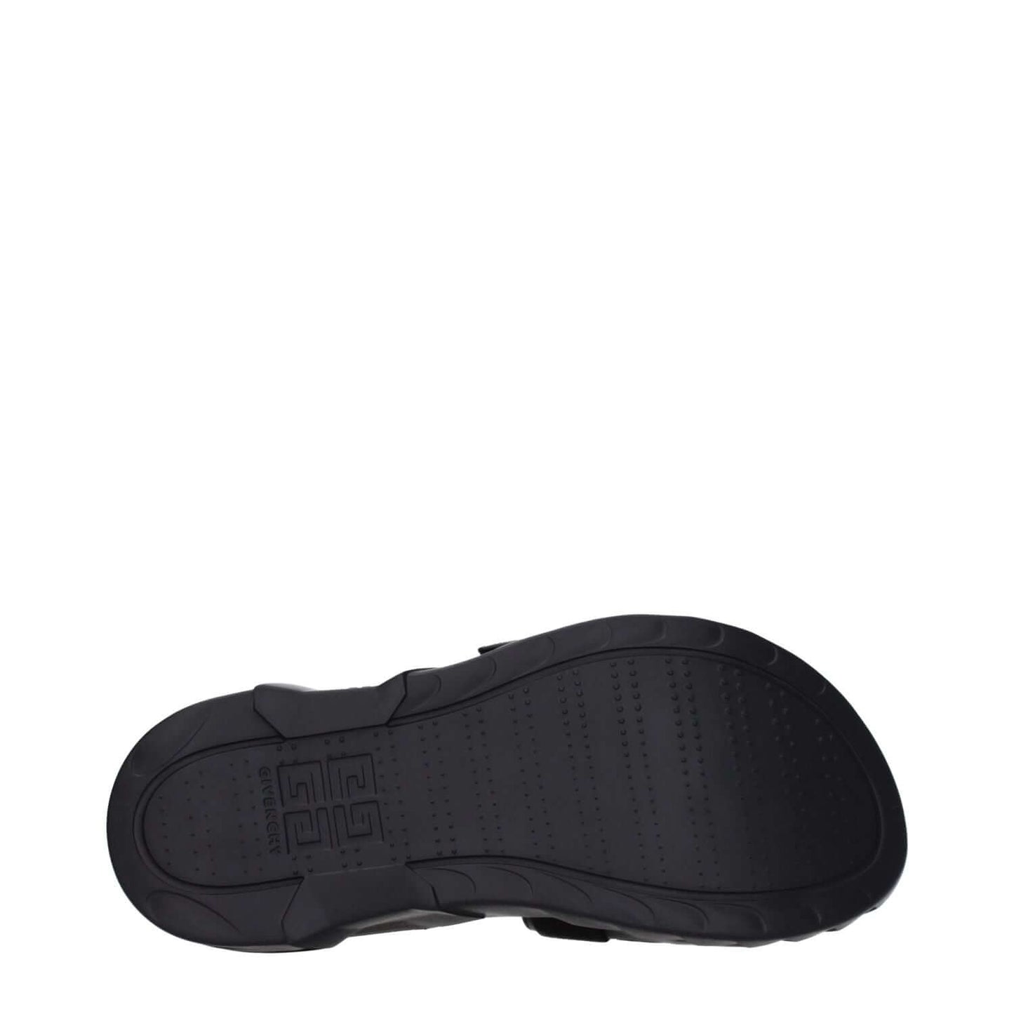 Sole view of Givenchy Black Fabric Slippers showcasing rubber sole and logo.