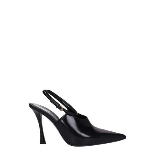 Givenchy Black Leather High Heel Pumps with buckle closure and pointy toe, featuring a stylish 9.5 cm high heel.