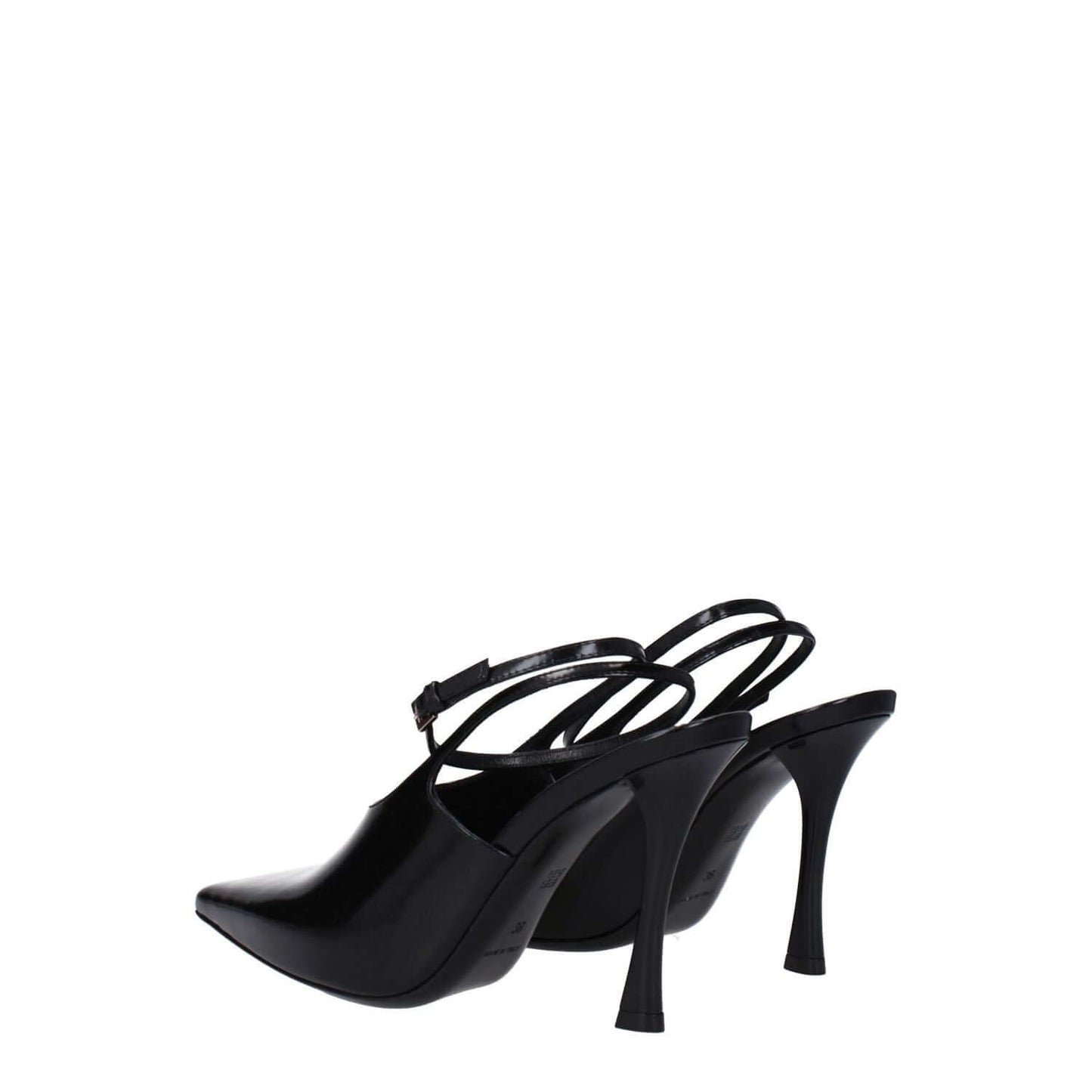 Givenchy Black Leather High Heel Pumps with buckle closure and 9.5 cm stiletto heel, featuring a stylish pointy toe design.