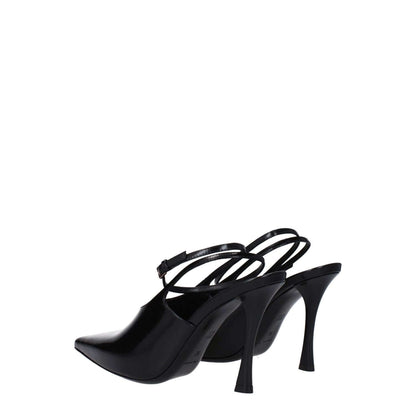 Givenchy Black Leather High Heel Pumps with buckle closure and 9.5 cm stiletto heel, featuring a stylish pointy toe design.