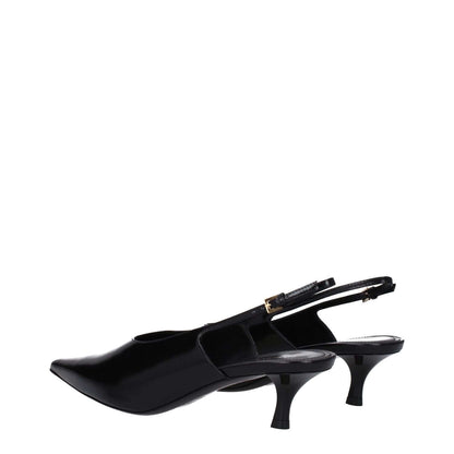 Givenchy Black Leather Mid Heel Pumps with buckle closure, 5.5 cm heel, and pointy toe; Made from leather with leather sole.