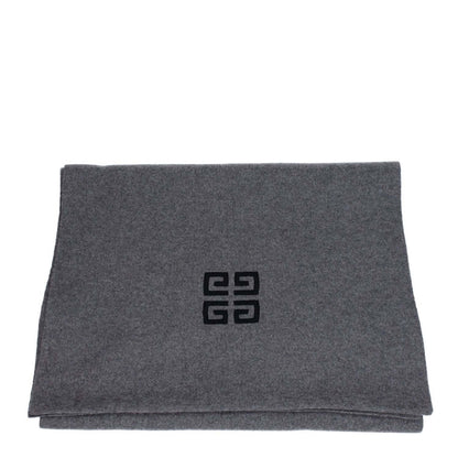 Givenchy Gray Wool Scarf with logo design, 70% wool, 30% cashmere, casual style, dimensions 40x180 cm, MPN BP007RP0H7097.